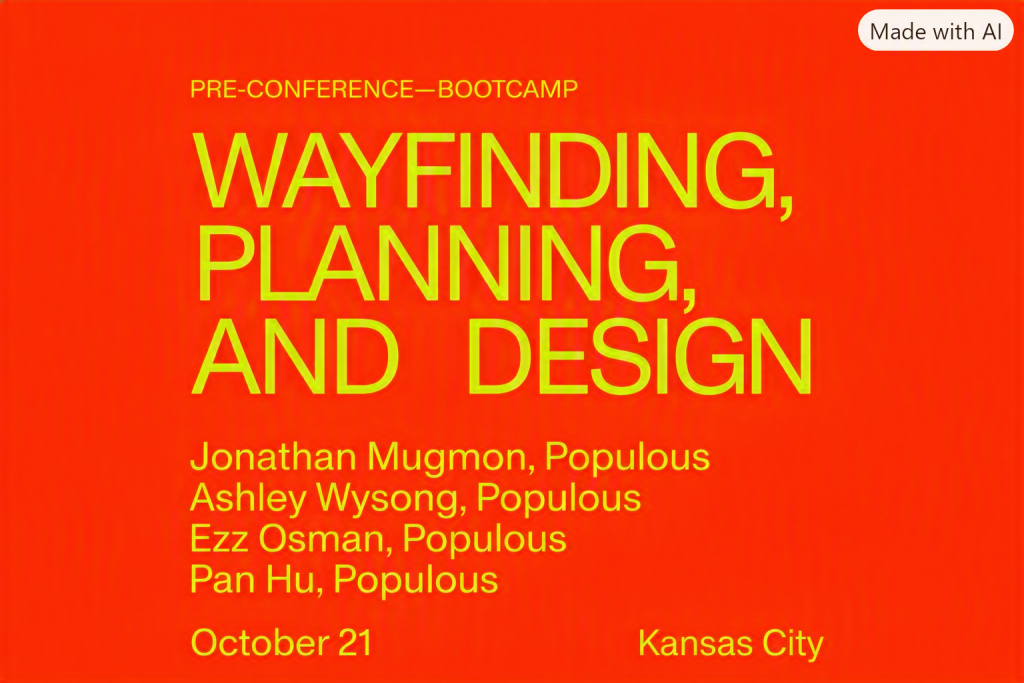 Promotional image for SEGD pre-conference bootcamp on 21 October '26, 'Wayfinding, Plannding and Design'