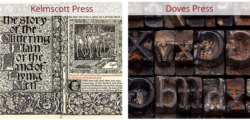 Examples of typography / letterpress from the Emery Walker Trust representing the work he did for Kelmscott Press and Doves Press