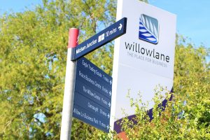 Example of SW London (Mitcham) industrial park signage for 'Willow Lane'