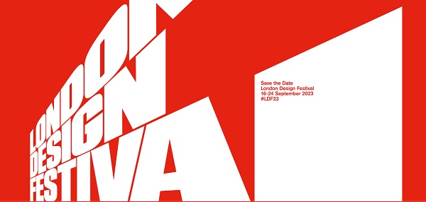 Image for London Design Festival 2023 (white type on a red background)