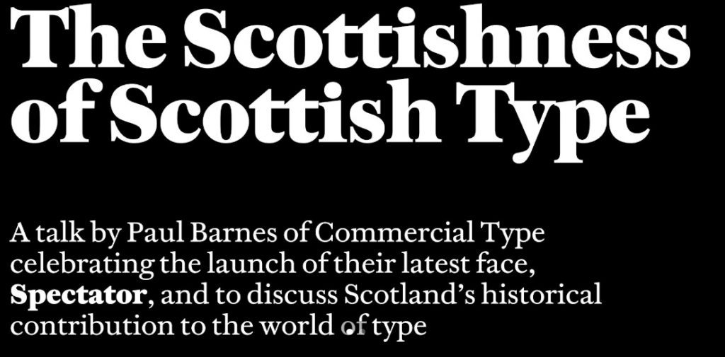 Black graphic with white serif text reading “The Scottishness of Scottish Type.”