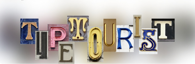 The words Type Tourist 'written' in 'tiles' of different typefaces