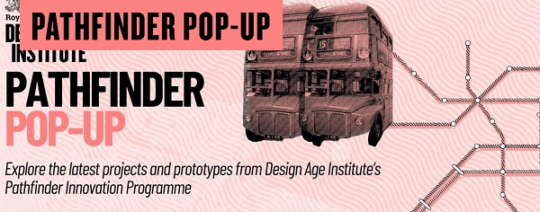 Pathfinder pop-up event showing two buses side-by-side against a simplified transit map.