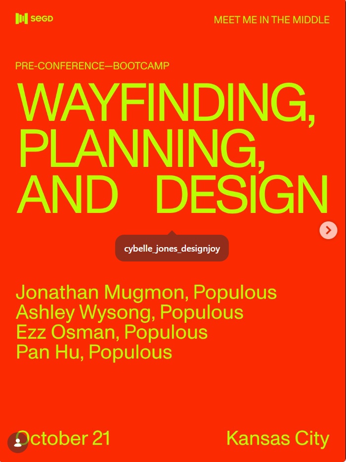 Promotional image for SEGD pre-conference bootcamp on 21 October '26, 'Wayfinding, Plannding and Design'