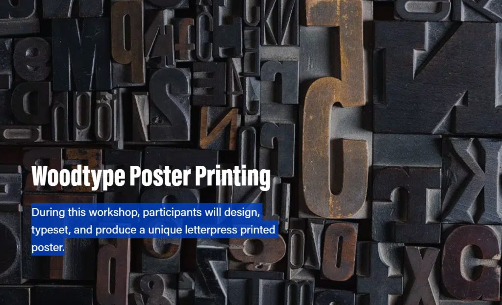 Woodtype poster printing workshop image