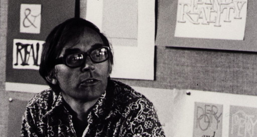 Black and white head shot of Michael Twyman in middle age, the Department of Typography and Graphic Communication, University of Reading, UK