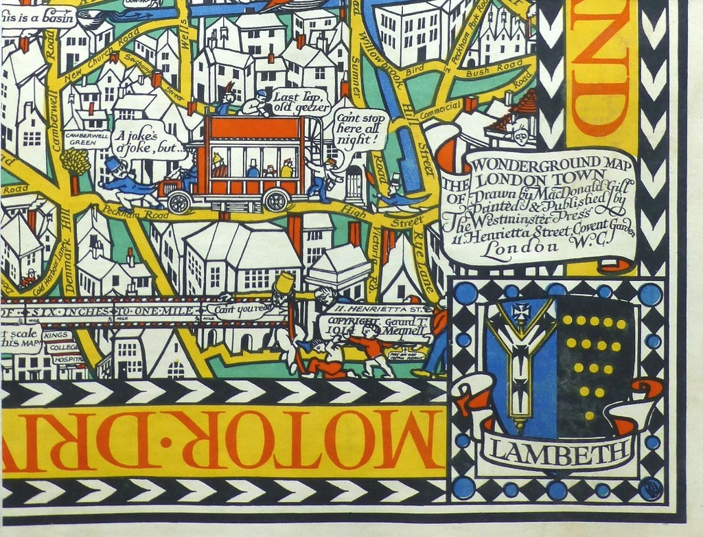 Small excerpt of foldable Wonderground Map of London by MacDonald Gill