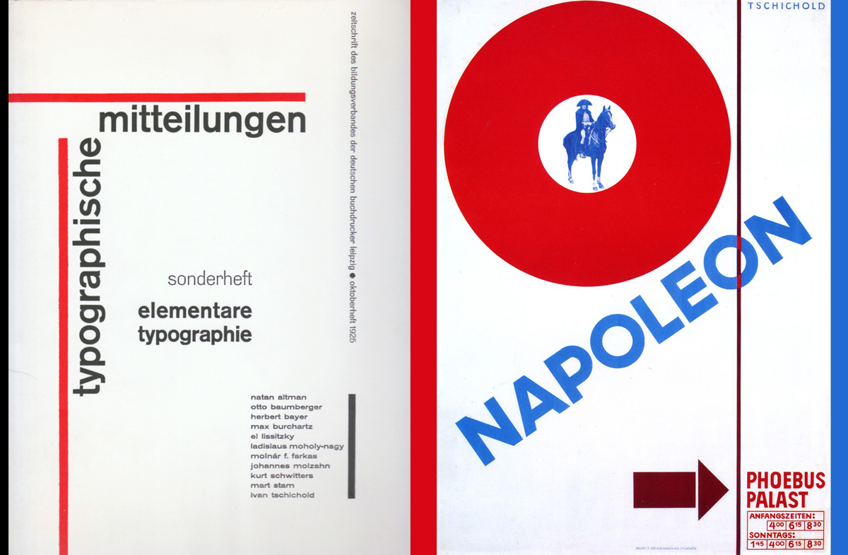 Exanokes if Jan Tschichold's typography / graphic design work.